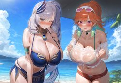 Reine and Kiara ”enjoy” at the beach [AI Generated] [costaco]
