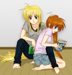 Fate testarosa, Nanoha Tachimachi, Vivio, Arf, and Lindy Howlown  (Images with the corsponding characters)