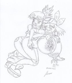 My miny Rika Nonaka_digimon tamers Sketches work_5 - 3/3 (May Milk 2 - Rika meets May)