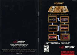 Arcade's Greatest Hits: The Atari Collection 1 (1997) - SNES Manual