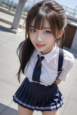 [AI Generated] School Girl on Rooftop