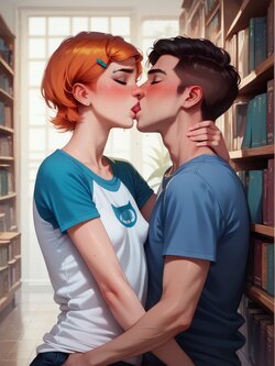 AICHARGEN Gwen Tennyson and boyfriend in the Library [AI Generated]