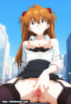 [Ditto Seeker] Asuka Langley showing her pussy sitting [AI Generated]