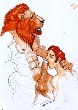 beast man (big cats) and man