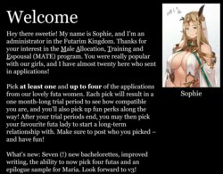 The MATE Program v2 - Pick your Futa! [OC] [Futa] [Doms & Subs] [Multiple Fetishes]