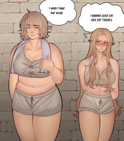 [Lesbeanlatte] I wanna suck on her fat tiddies (Delicious in Dungeon)