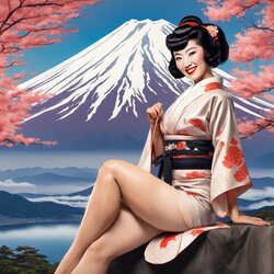 Calander Pinup Girls from Japan, Ai Generated.