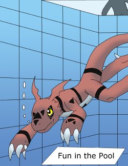 Guilmon at the Pool