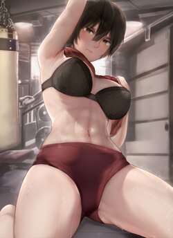 [Kimoshi] Mikasa after workout 💪 トレーニング後のミカサ (進撃の巨人)