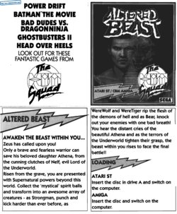 Altered Beast (Hit Squad Budget Release) (Atari ST) Game Manual