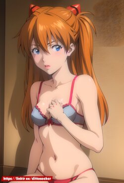 Asuka Langley Shikinami in underwear [AI Generated]