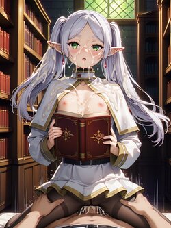 [AI Generated] Frieren at the Library (sousou no frieren)