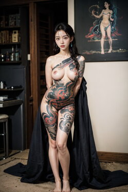 RGTA - Yakuza tattoo girl (Textless) [AI Generated]