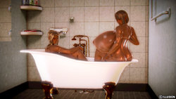 [Milky Planet] Big Tits Futanari Sisters' Loving Bath