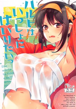 (Akihabara Chou Doujinsai) [Butajiru (Fujimura Q)] Haruhi wa Issho ni Hairitai - She wants to take a bath with him! | 하루히는 같이 있고 싶어!! (Suzumiya Haruhi no Yuuutsu) [Korean]