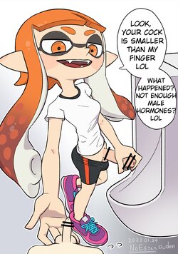 [Oden] Futanari no Ika-chan ni Danshi Toile de Karamareru | Futanari Squid gets entangled in the men's restroom (Splatoon) [English] [racoonball]