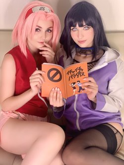 Sakura and Hinata have fun with Naruto
