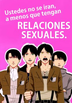 (Dai 5 Kai Hekigai Chousa Haku) [GD (Fushiki)] Sex Shinai to Deraremasen | "Ustedes no se irán, a menos que tengan RELACIONES SEXUALES." (Shingeki no Kyojin) [Spanish] [Nico~]