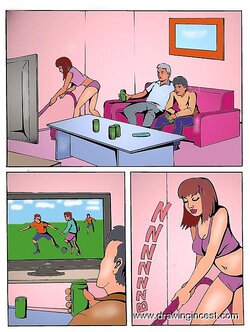 [DrawingIncest] Dad and son missed football goal, but they didn't miss sister's fuck