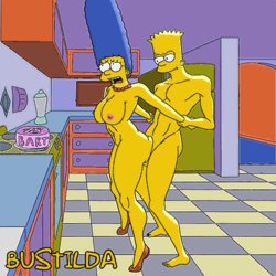 [bustilda] Bart and Marge Simpson celebrating his 18th birthday.