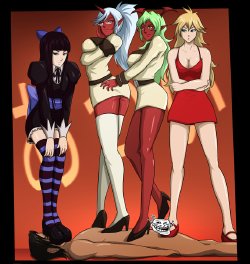 Demon Sisters barefoot commission for Bane (Panty and Stocking with Garterbelt)