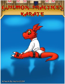 [Hector21314] Guilmon Practices Karate (Digimon)