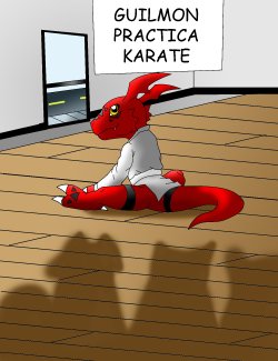 [hector21314] Guilmon Practica Karate (Digimon) [Spanish]