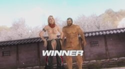 Dead or Alive 5 Last Round nude Tina Armstrong and Bass Armstrong Victory Tag Team Pose