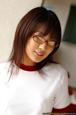 Japanese girl with glass
