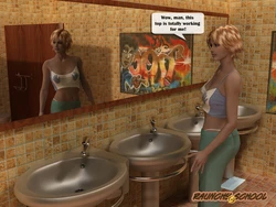 [Raunchy School] Girls caught using a giant sex toy in the bathroom