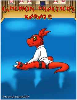 [Hector21314] Guilmon Practices Karate (Digimon)