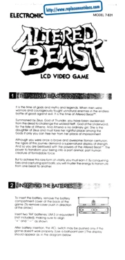Altered Beast (Tiger LCD) Game Manual