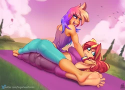 [Sugarlesspaints] Rainbow Dash and Sunset Yoga Class (My Little Pony: Friendship is Magic, Equestria Girls)