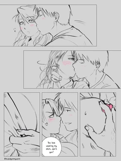 [stupidgummyworm] Kitchen (fullmetal alchemist: riza hawkeye + roy mustang)[english]