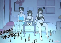 [Lewdua] Alice and Alison playing games with the secret lover at night (Hairy)