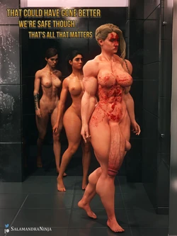 [SalamandraNinja] Ellie, Abby & Dina Shower