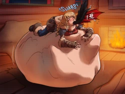 [Artist bG] Astrid eats Toothless