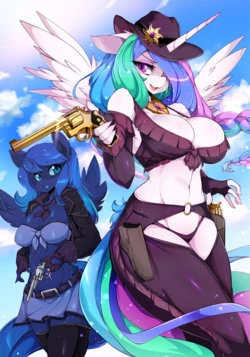 All hail Princess Luna  and Princess Celestia (FiM, EG, Anthro) My little Pony