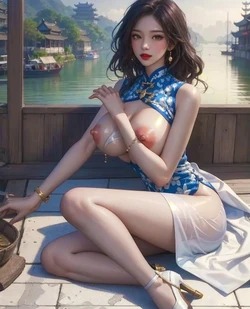 Chinese Fashion.porcelain blue [AI Generated]