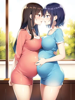 pregnant girls kiss [AI Generated]