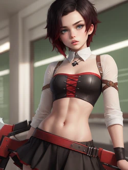 Ruby Rose in the Classroom RWBY - AI Generated