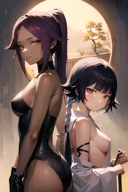 Yoruichi X Soifon - AI猫 - pixiv (AI Generated)