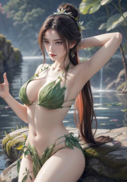 [AI Generated] 诛仙 陆雪琪 树叶比基尼