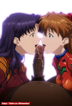 Asuka Langley & Misato Katsuragi worshiping BBC - AI Generated