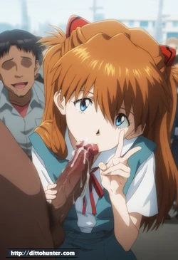 Asuka Langley taking selfies with her fans [AI Generated]