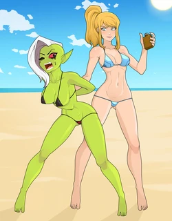 Samus on the Beach Babe Bounty-Hunt (Rodjim X AnoneySnufftan)