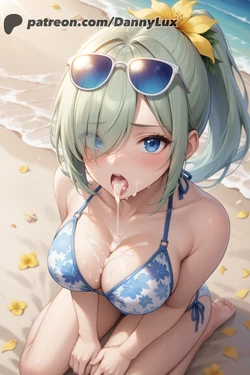 [Patreon] DannyLux - Green hair having fun on the beach [Censored] [AI generated]