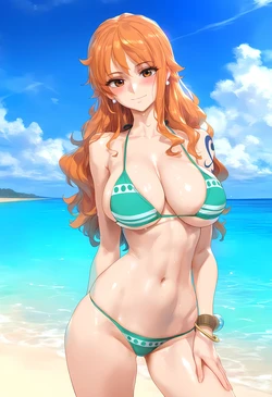[Elizasrain] Nami (One Piece) X BWC - Beach (250p) [AI Generated]