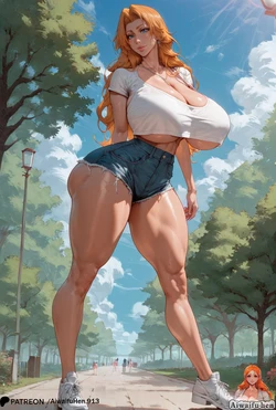 [AIWaifuHen] Rangiku walk on park [AI Generated]