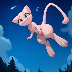 [Nonimousmate] Mew x Mewtwo night battle [AI generated]